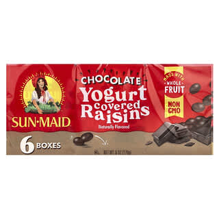 Sun-Maid, Raisins secs enrobés de yaourt, Chocolat, 6 boîtes, 28 g chacune