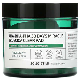 Some By Mi, AHA/BHA/PHA 30 jours Miracle Truecica Disques transparents, 70 serviettes, 125 ml
