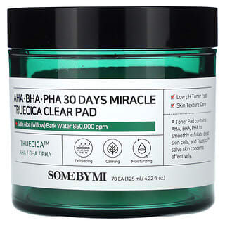 SOME BY MI, AHA/BHA/PHA 30 jours Miracle Truecica Disques transparents, 70 serviettes, 125 ml