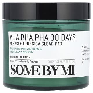 SOME BY MI, AHA/BHA/PHA, Przezroczysty wacik 30 Days Miracle Truecica, 70 wacików, 125 ml