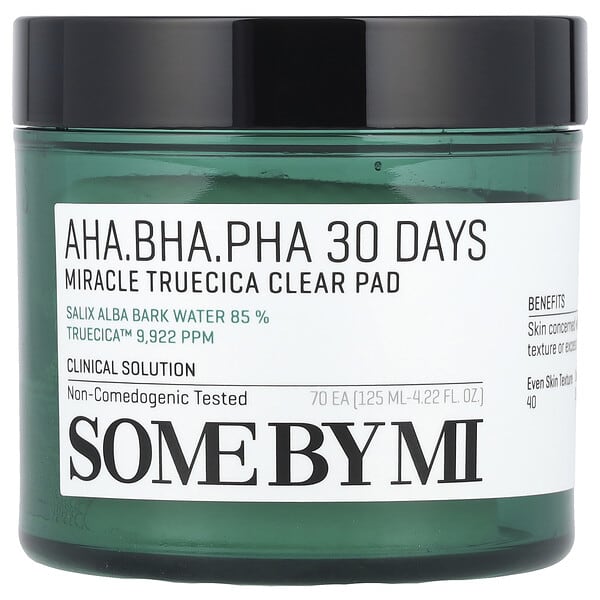 SOME BY MI, AHA/BHA/PHA, Dischetti purificanti miracolosi in 30 giorni, 70 dischetti, 125 ml