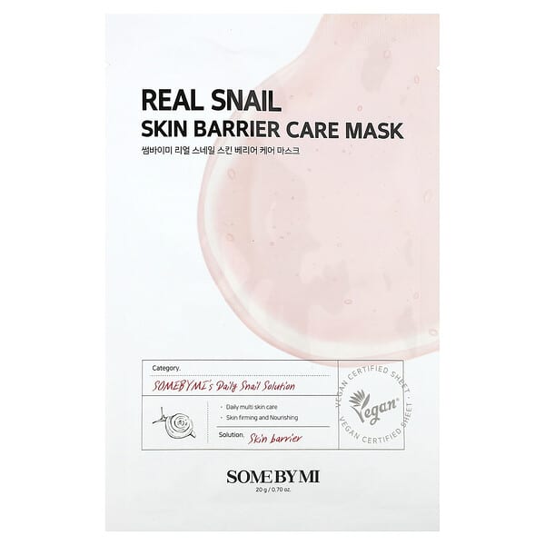 SOME BY MI, Real Snail，皮膚屏障護理美容面膜，1 片，0.7 盎司（20 克）