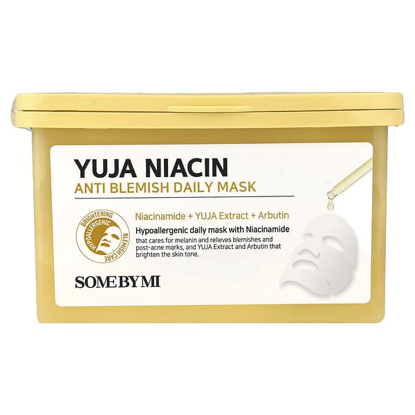 SOME BY MI, 유자 니아신, 여드름 방지 데일리 뷰티 마스크, 마스크 30매, 370ml(12.51fl oz)
