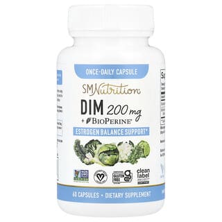 SMNutrition, DIM + BioPerine, 200 mg, 60 капсули