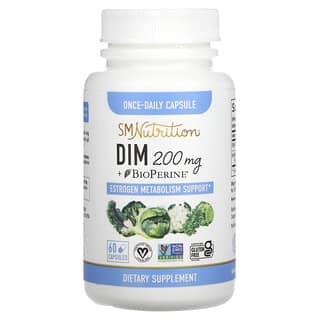 SMNutrition‏, DIM + BioPerine, מכיל 200 מ“ג, 60 כמוסות