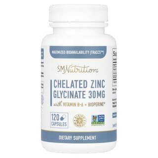 SMNutrition, Glicinato de zinc quelado, 120 cápsulas