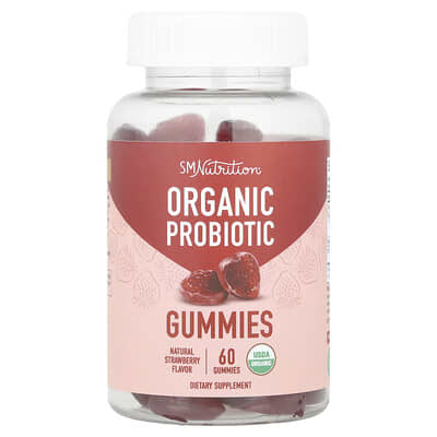 SMNutrition, Organic Probiotic Gummies, Natural Strawberry, 60 Gummies