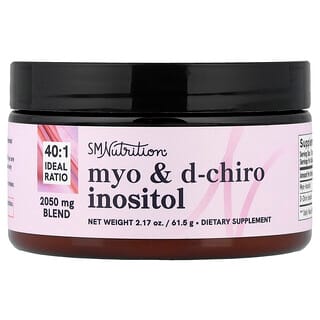 SMNutrition, Порошок мио- и D-хироинозитола, идеальное соотношение 40:1, для поддержки гормонального баланса и яичников, 61,5 г (2,17 унции)