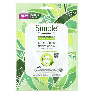 Simple Skincare, Rich Moisture Sheet Mask with Botanical Extracts, 1 Sheet Mask, 0.78 fl oz (23 ml)