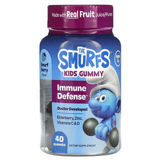 The Smurfs‏, أقراص مضغ للأطفال، حماية مناعية، لعمر 3 سنوات فأكبر، توت السنافر، 40 قرص مضغ