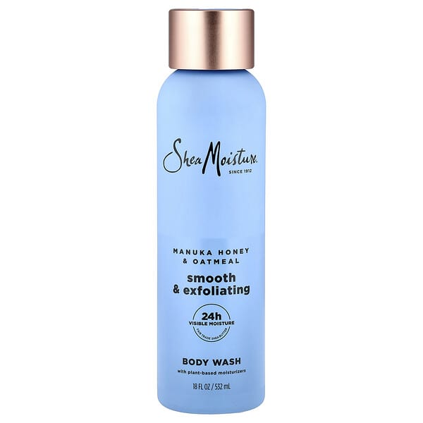 SheaMoisture, 스무스 & 각질 제거 바디 워시, 마누카 꿀 & 오트밀, 532ml(18fl oz)