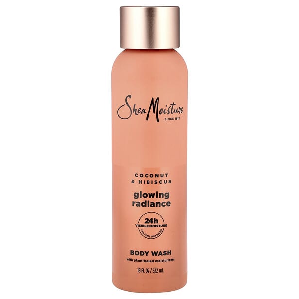 SheaMoisture, 글로잉 래디언스 바디 워시, 코코넛 & 히비스커스, 532ml(18fl oz)