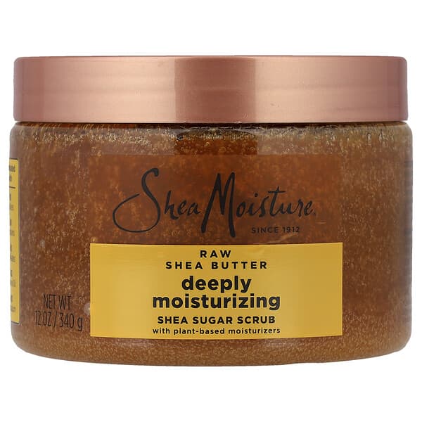 SheaMoisture, Exfoliante con azúcar de karité, Humectación profunda, Manteca de karité cruda, 340 g (12 oz)