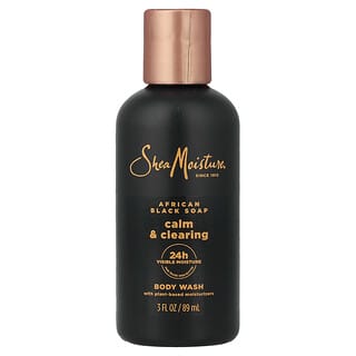 SheaMoisture, 진정 & 클리어링 바디 워시, 아프리칸 블랙 비누, 89ml(3fl oz)