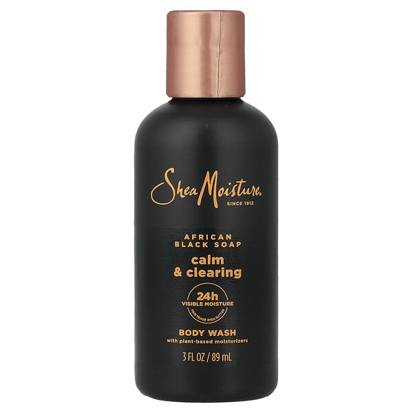 SheaMoisture, Calm＆Clearing Body Wash、アフリカンブラックソープ、89ml（3液量オンス）