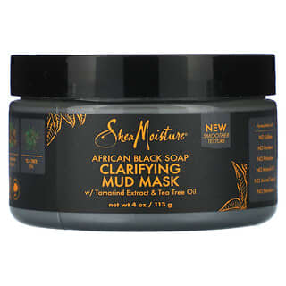 SheaMoisture, 非洲黑皂，澄净泥膜，含罗望子提取物和茶树油，4 盎司（113 克）