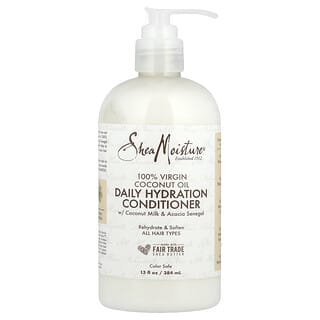 SheaMoisture, Aceite de coco 100 % virgen, Acondicionador de hidratación diaria, Todo tipo de cabello, 384 ml (13 oz. líq.)