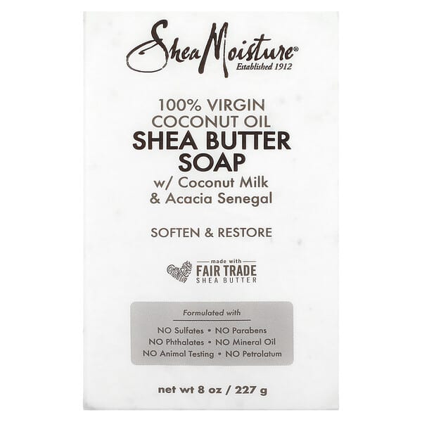 SheaMoisture, 100％バージンココナッツオイル シアバター石鹸、230g（8オンス）