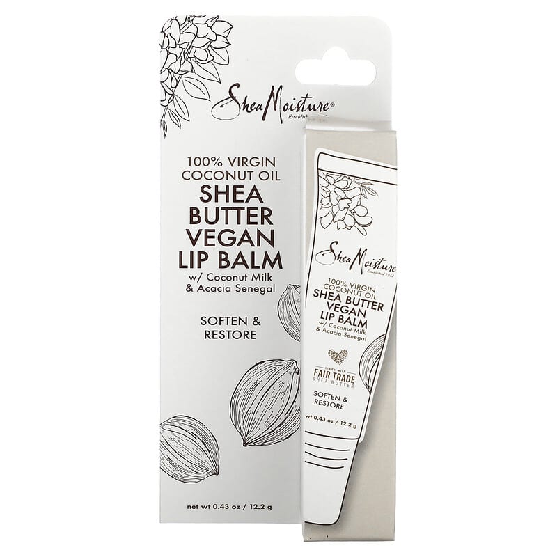 Shea Butter Vegan Lip Balm with Coconut Milk Acacia Senegal 100 Virgin Coconut Oil 0.43 oz 12.2 g