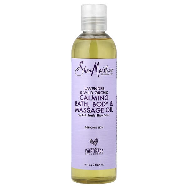 SheaMoisture, 진정 목욕, 바디 & 마사지 오일, 민감한 피부, 라벤더 및 야생 난초, 237ml(8fl oz)