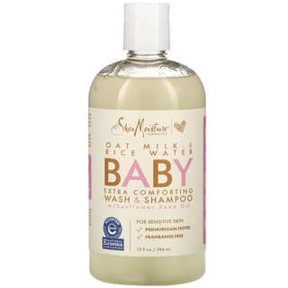 SheaMoisture, Nettoyant et shampooing extra apaisant pour bébé, Lait d'avoine et eau de riz, 384 ml