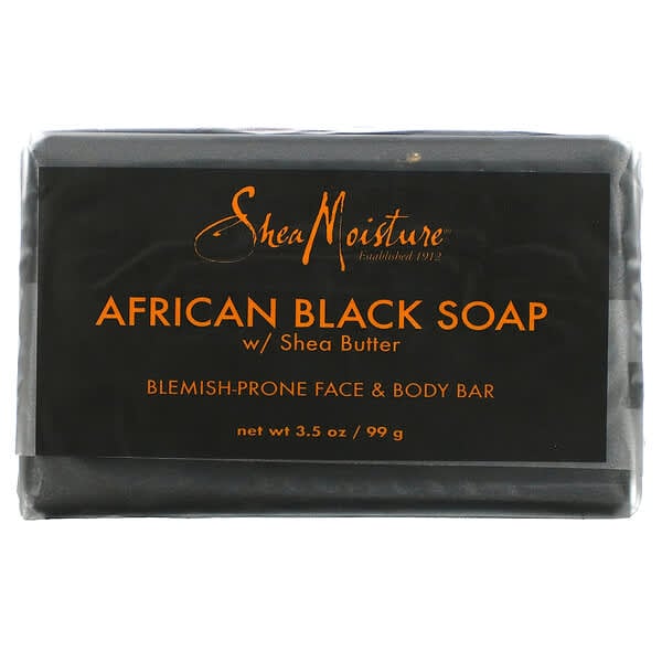 شيا مويستر‏, قالب صابون للجسم والوجه الأكثر عرضة لحب للبقع والندبات، صابون أسود أفريقي بزبدة الشيا، 3.5 أونصة (99 جم)