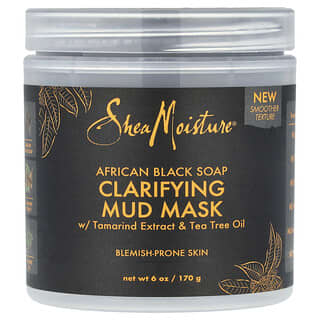 SheaMoisture, Sapone nero africano, maschera di bellezza al fango chiarificante con estratto di tamarindo e olio dell’albero del tè, 170 g