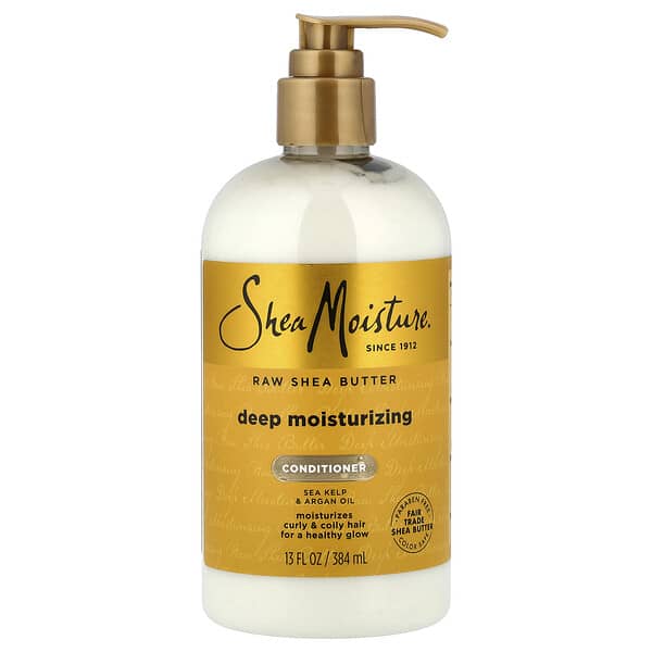 SheaMoisture, 未加工シアバター、ディープ モイスチャライジング コンディショナー、カールヘア＆コイルヘア用、384ml（13液量オンス）