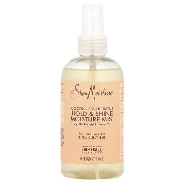 SheaMoisture, 홀드 & 샤인 모이스처 미스트, 실크 프로틴 & 님 오일 함유, 코코넛 & 히비스커스, 237ml (8fl oz)