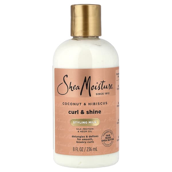 SheaMoisture, 컬 앤 샤인, 스타일링 밀크, 코코넛 & 히비스커스, 236ml(8fl oz)