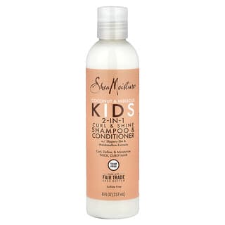 SheaMoisture, Champú y acondicionador 2 en 1 para rizos y brillos para niños, Coco e hibisco, 237 ml (8 oz. Líq.)