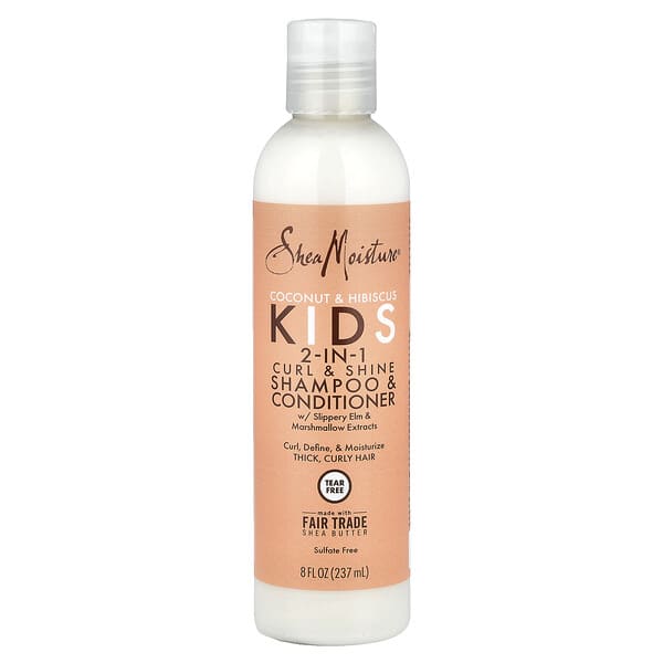 SheaMoisture, 어린이용 2-In-1 컬 앤 샤인 샴푸 & 컨디셔너, 코코넛 & 히비스커스, 237ml(8fl oz)