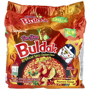 Buldak®, zupa ramen, kurczak na ostro, tom yum, 5 opakowań po 135 g