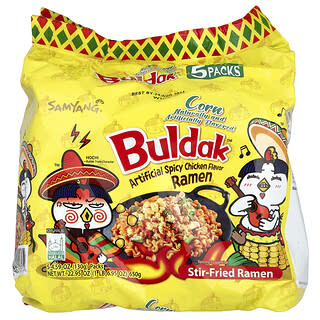 Buldak™, Ramen salteado, Maíz, pollo picante artificial, 5 paquetes, 130 g (4,59 oz) cada uno