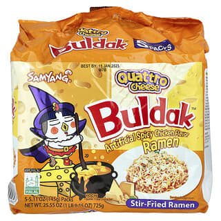 Buldak™, Stir-Fried Ramen, Spicy Chicken, Quattro Cheese, 5 Packs, 5.11 oz (145 g) Each