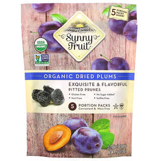 Sunny Fruit, Prunes séchées biologiques, Sachets de 5 portions, 30 g chacun