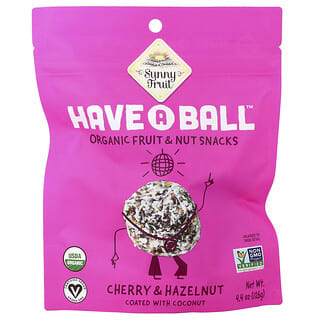Sunny Fruit, Have A Ball™, снаксове с биологични плодове и ядки, череши и лешници, 126 g (4,4 oz)