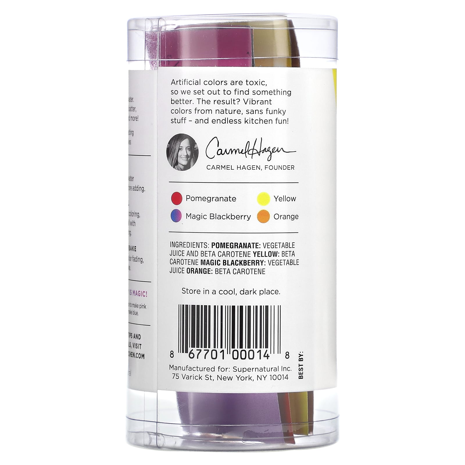 Supernatural Kitchen, 100% Plant-Based Food Colors, 4 Packets, 0.28 oz