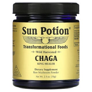 Sun Potion, Champiñón crudo Chaga en polvo, Cosechado en estado salvaje, 70 g (2,5 oz)
