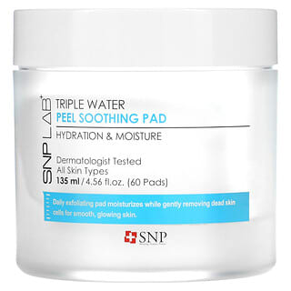 SNP, LAB+, Triple Water Peel Soothing Pad, 60 Pads, 4.56 fl oz (135 ml)