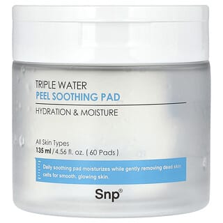 SNP, Almohadilla calmante exfoliante con triple agua, 60 almohadillas, 135 ml (4,56 oz. líq.)