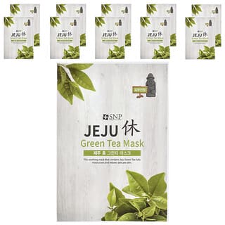 SNP, Mascarilla de belleza con té verde de Jeju, 10 hojas, 22 ml (0,74 oz. Líq.) Cada una