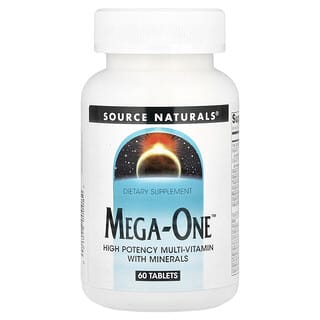 Source Naturals, Mega-One, High Potency Multi-Vitamin with Minerals (Multivitaminico y Minerales), 60 Tabletas