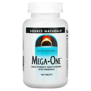 Source Naturals, Mega-One, multi-vitamine à forte puissance avec des minéraux, 180 comprimés