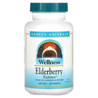 Source Naturals, Wellness, Elderberry Extract, Holunderextrakt, 500 mg, 120 Tabletten (166 mg pro Tablette)
