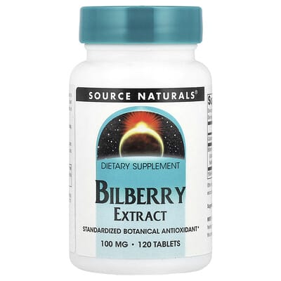 Source Naturals, Bilberry Extract, 100 mg, 120 Tablets