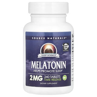 Source Naturals, Melatonina, liberación a tiempo, 2 mg, 240 tabletas