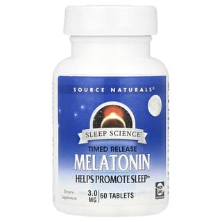 Source Naturals, Timed Release Melatonin, Melatonin mit zeitversetzter Freisetzung, 3 mg, 60 Tabletten