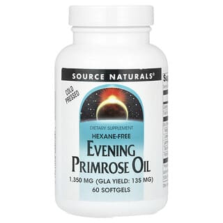 Source Naturals, Evening Primrose Oil, Nachtkerzenöl, 1.350 mg, 60 Weichkapseln