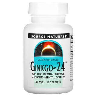 Source Naturals, Ginkgo-24, 40 Mg, 120 comprimés